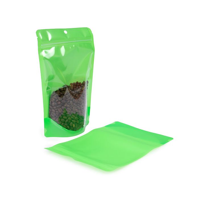Stand Up Pouches Transparent/Neon Green 14,9x8,9x23,2 cm (100 pieces) [ZBGN7GR]