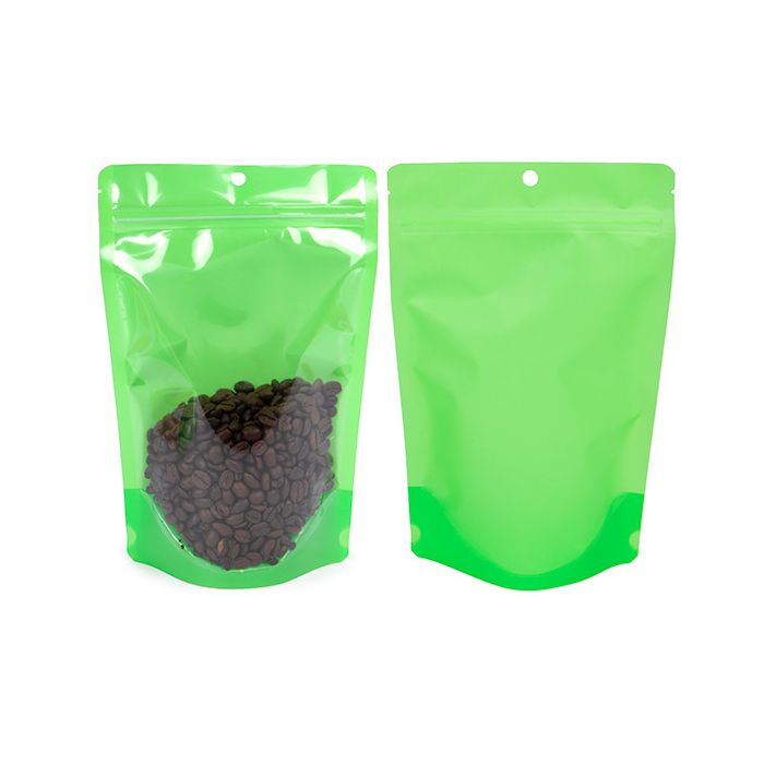 Stand Up Pouches Transparent/Neon Green 14,9x8,9x23,2 cm (100 pieces) [ZBGN7GR]