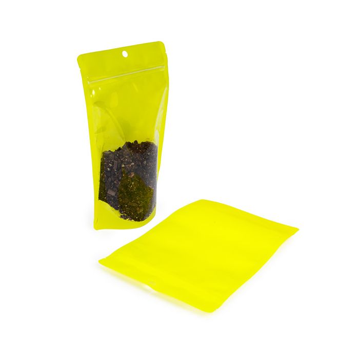 Stand Up Pouches Transparent/Neon Yellow 14,9x8,9x23,2 cm (100 pieces) [ZBGN7YW]