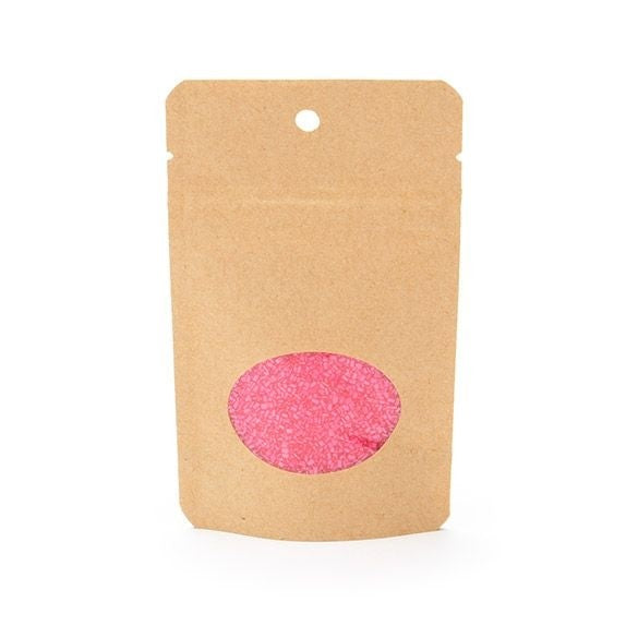 Stand Up Pouches Kraft with oval Window 8x5x13cm | 28 grams with round hang hole (100 pieces) [ZBGO1KH]