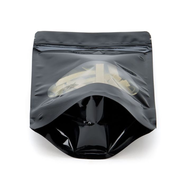 Stand Up Pouches Black with oval Window 13x7x20.5cm | 113 grams (100 pieces) [ZBGO3B]