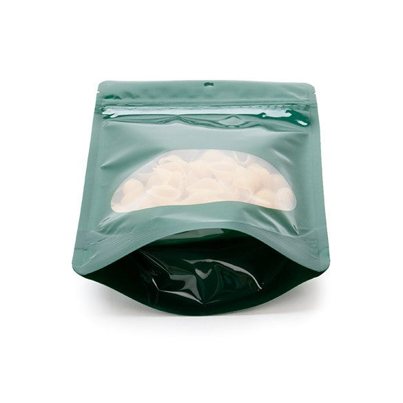 Stand Up Pouches Green with oval Window 13x7x20.5cm | 113 grams (100 pieces) [ZBGO3HG]