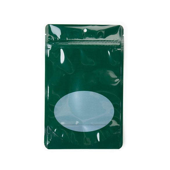 Stand Up Pouches Green with oval Window 13x7x20.5cm | 113 grams (100 pieces) [ZBGO3HG]