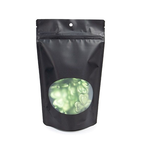 Stand Up Pouches Matt Black with oval Window 13x7x20.5cm | 113 grams With Hang hole (100 pieces) [ZBGO3MBH]