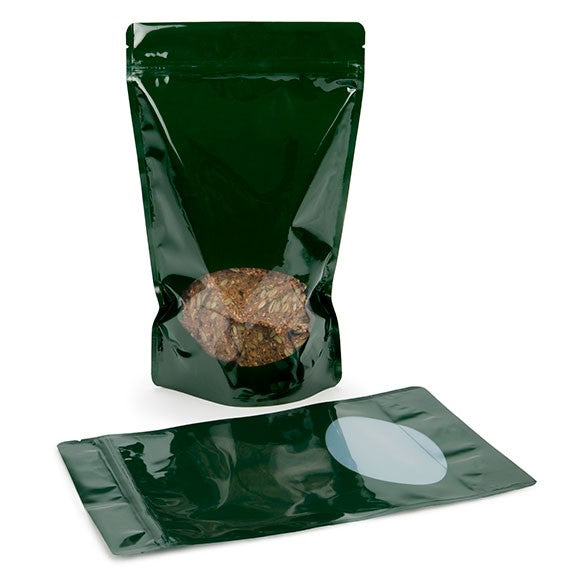 Stand Up Pouches Green with oval Window 17x9x28.5cm | 340 grams (100 pieces) [ZBGO4HG]