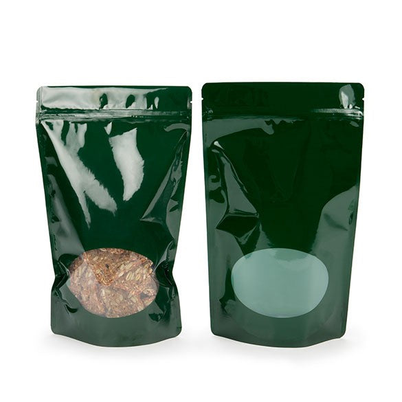 Stand Up Pouches Green with oval Window 17x9x28.5cm | 340 grams (100 pieces) [ZBGO4HG]