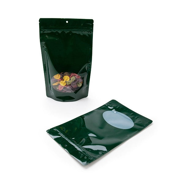 Stand Up Pouches Green with oval Window 17x9x28.5cm | 340 grams (100 pieces) [ZBGO4HG]