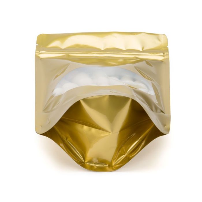 Stand Up Pouches Gold with oval Window 15x9x23.2cm | 312 grams (100 pieces) [ZBGO7G]