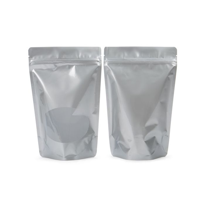 Stand Up Pouches Silver with oval Window 15x9x23.2cm | 312 grams (100 pieces) [ZBGO7S]