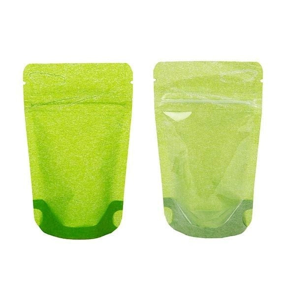 Stand Up Pouches Rice Paper Transparent/Green 7.9x5.1x13cm | 28 grams (100 pieces) [ZBGR1GRC]