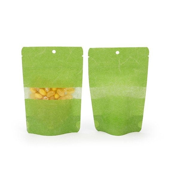 Stand Up Pouches Rice Paper Green 10x6x15cm | 57 grams with Hang Hole (100 pieces) [ZBGR2GRH]