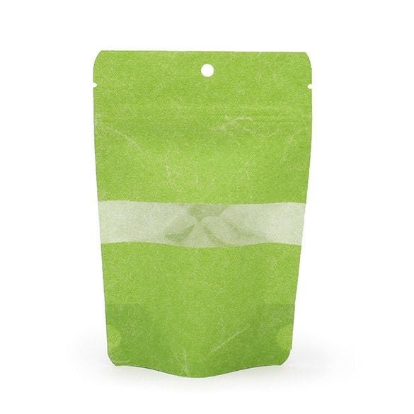 Stand Up Pouches Rice Paper Green 10x6x15cm | 57 grams with Hang Hole (100 pieces) [ZBGR2GRH]