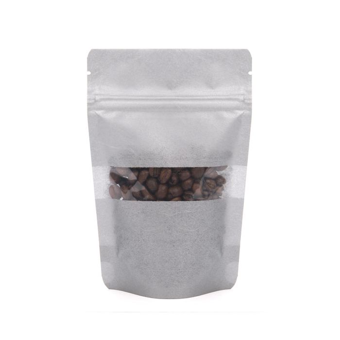 Stand Up Pouches Rice Paper Silver with Window 13x8x20.5cm | 113 grams (100 pieces) [ZBGR3S]