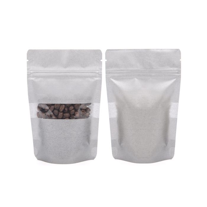 Stand Up Pouches Rice Paper Silver with Window 10.2x6x15.2cm | 57 grams (100 pieces) [ZBGR2S]