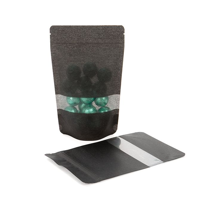 Stand Up Pouches Rice Paper Black with Window 13x7.9x20.6cm | 113 grams (100 pieces) [ZBGR3B]