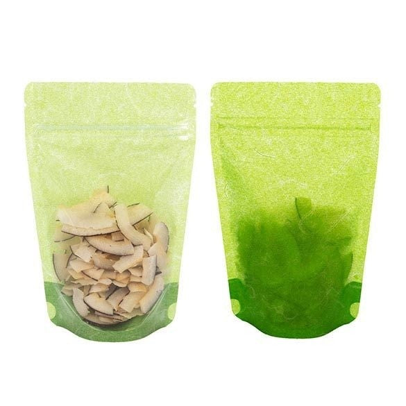 Stand Up Pouches Rice Paper Transparent/Green 11.9x7.6x18.4cm | 114 grams (100 pieces) [ZBGR46GC]