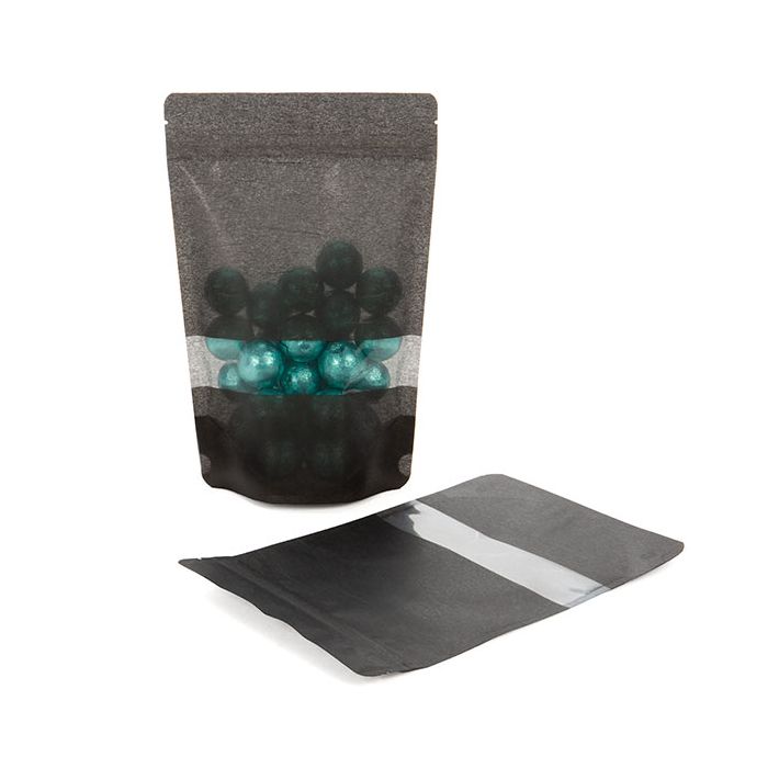 Stand Up Pouches Rice Paper Black with Window 14.9x8.9x23.2cm | 312 grams (100 pieces) [ZBGR7B]