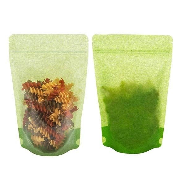 Stand Up Pouches Rice Paper Transparent/Green 15x9x23.2cm | 312 grams (100 pieces) [ZBGR7GRC]