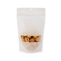 Eco Friendly Stand Up Pouches Rice Paper White With Rectangle window With Hanghole 13x7,9x20,6 cm