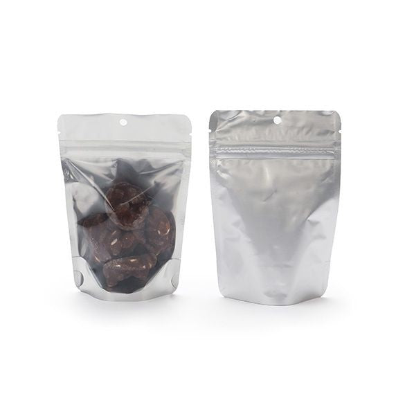 Stand Up Pouches Transparent/Silver 10x6x15cm | 57 grams with hang hole (100 pieces) [ZBGS2H]
