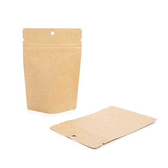 Stand Up Pouches Kraft 10.2x6x15.2cm with hanghole | 57 grams (100 pieces) [ZBGSK2H]