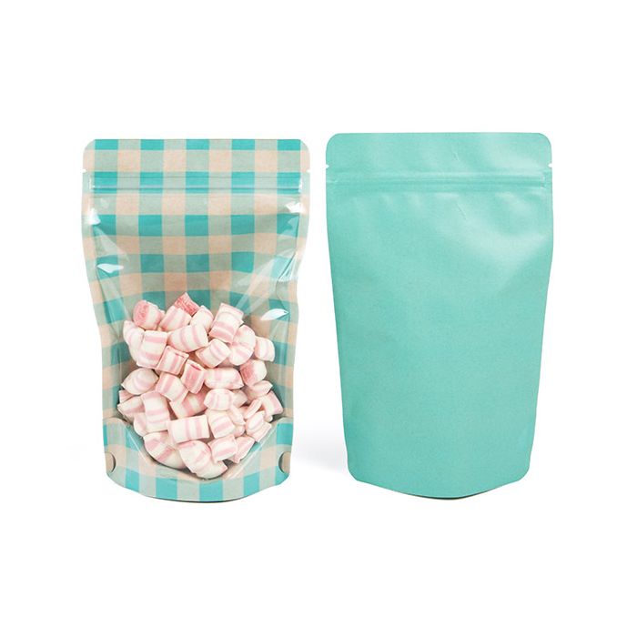 Stand Up Pouches Transparent/Pastel Blue Plaid 13x7,9x20,6 cm (25 pieces) [ZBGSW3BLP]