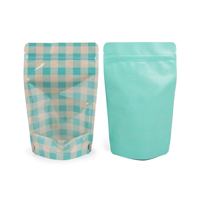 Stand Up Pouches Transparent/Pastel Blue Plaid 13x7,9x20,6 cm (25 pieces) [ZBGSW3BLP]