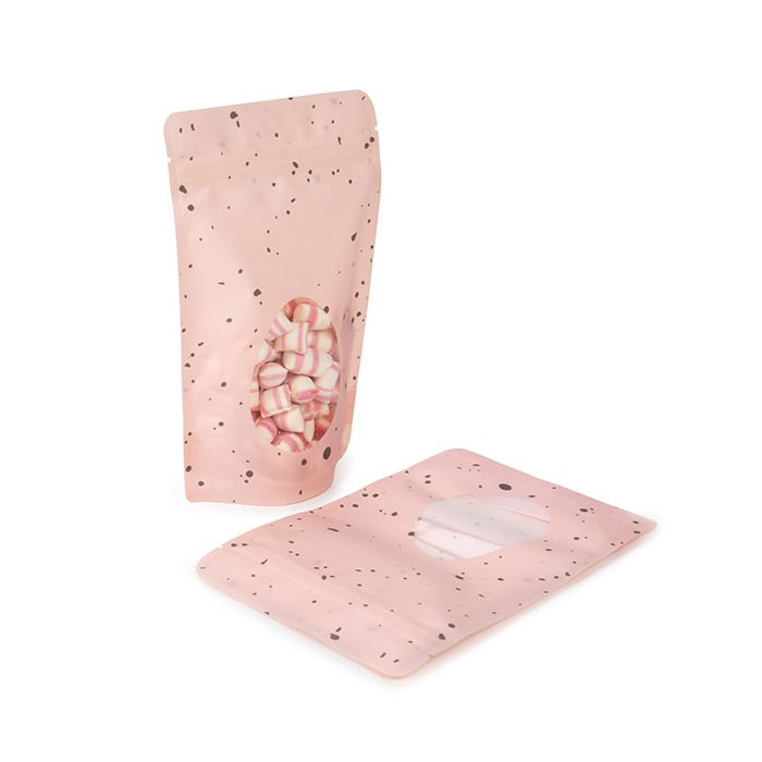 Stand Up Pouches Pink Speckled Egg 13x7,9x20,6 cm (25 pieces) [ZBGSW3EP]