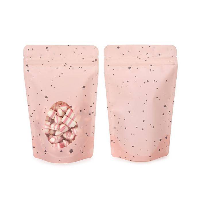 Stand Up Pouches Pink Speckled Egg 13x7,9x20,6 cm (25 pieces) [ZBGSW3EP]