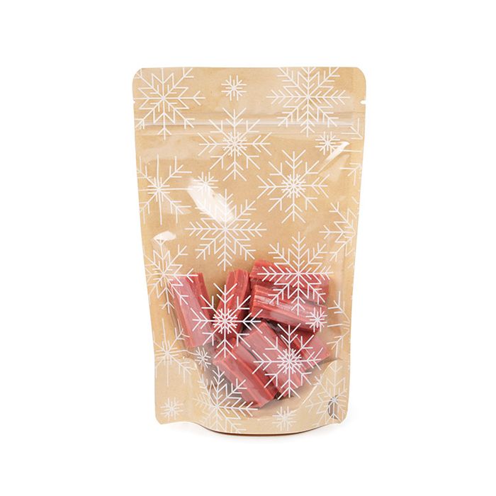Stand Up Pouches Kraft/White Snowflakes 13x7,9x20,6 cm