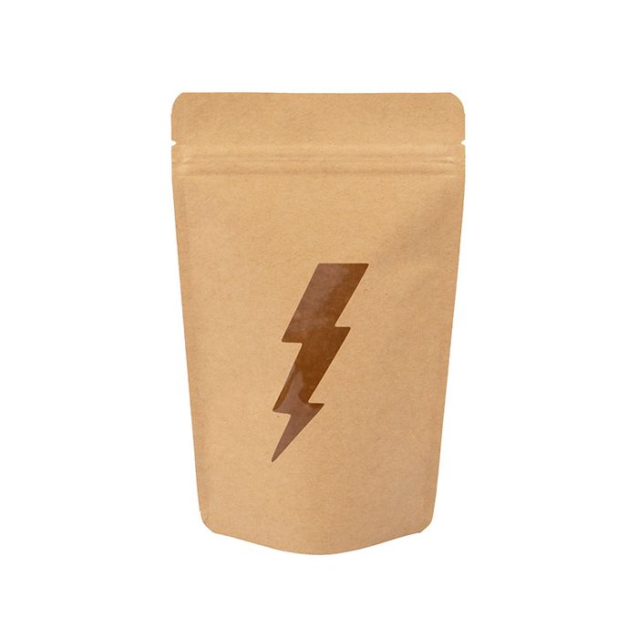 Stand Up Pouches Kraft With Lightning Bolt Window 13x7,9x20,6 cm (25 pieces) [ZBGSW3LB]