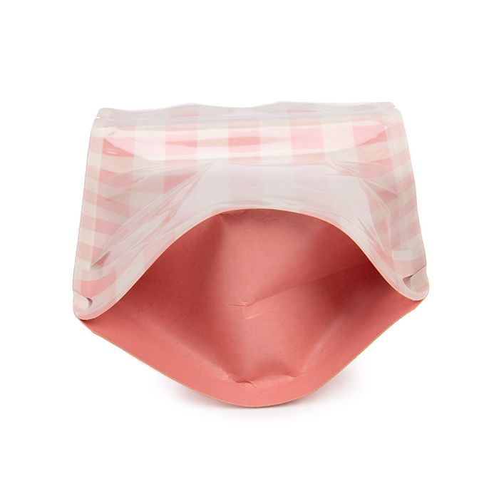 Stand Up Pouches Kraft Transparent/Pastel Pink Plaid 13x7,9x20,6 cm (25 pieces) [ZBGSW3PP]