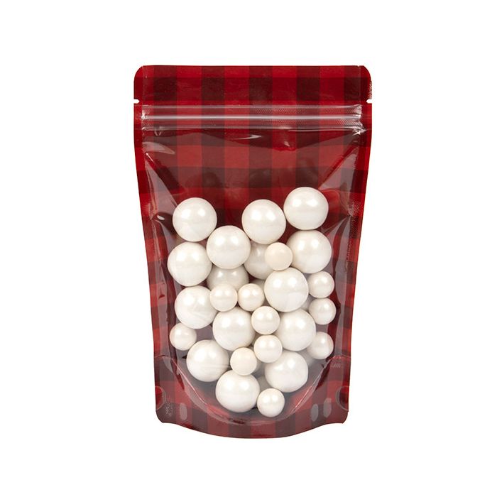 Stand Up Pouches Transparent/Red with Plaid Pattern 13x7,9x20,6 cm (25 pieces) [ZBGSW3RP]