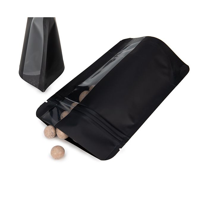 Stand Up Pouches Matte Black With Vertical Window 10,2x6x15,2 cm (100 pieces) [ZBGV2MB]