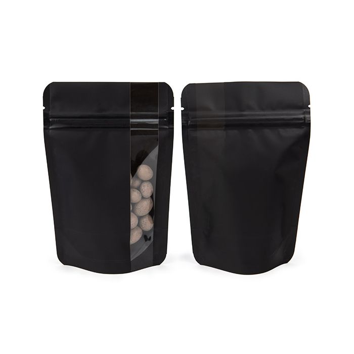 Stand Up Pouches Matte Black With Vertical Window 10,2x6x15,2 cm (100 pieces) [ZBGV2MB]