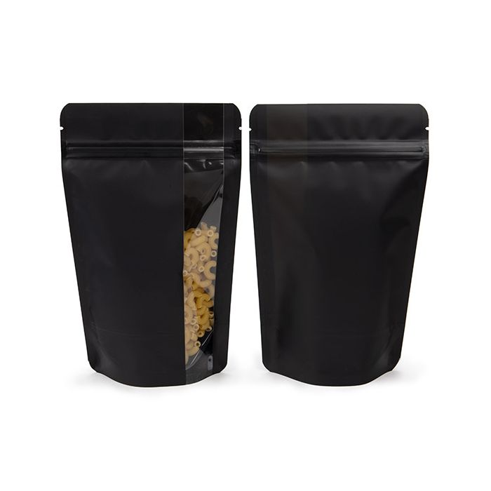 Stand Up Pouches Matte Black With Vertical Window 13x7,9x20,6 cm (100 pieces) [ZBGV3MB]