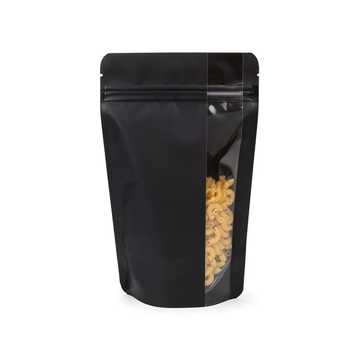 Stand Up Pouches Matte Black With Vertical Window 13x7,9x20,6 cm (100 pieces) [ZBGV3MB]