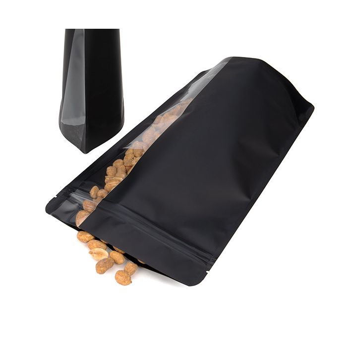 Stand Up Pouches Matte Black With Vertical Window 17,2x8,9x28,6 cm (100 pieces) [ZBGV4MB]