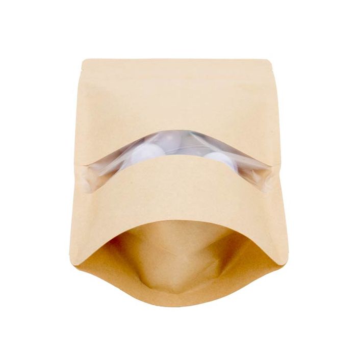 Stand Up Pouches Kraft 15x9x23cm with Window (100 pieces) [ZBGW7K]