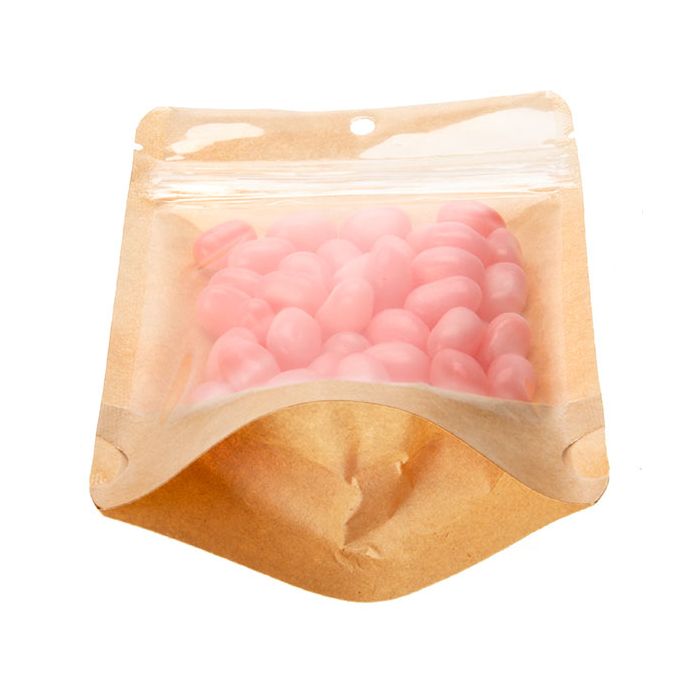 Stand Up Pouches Transparent/Kraft 10,2x6x15,2cm With Hanghole (100 Pieces) [ZBGKC2H]