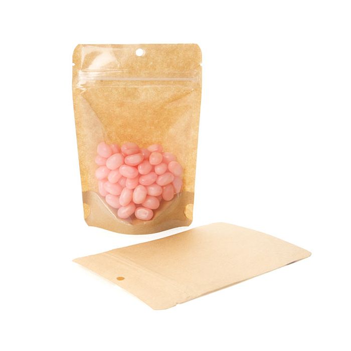 Stand Up Pouches Transparent/Kraft 10,2x6x15,2cm With Hanghole (100 Pieces) [ZBGKC2H]