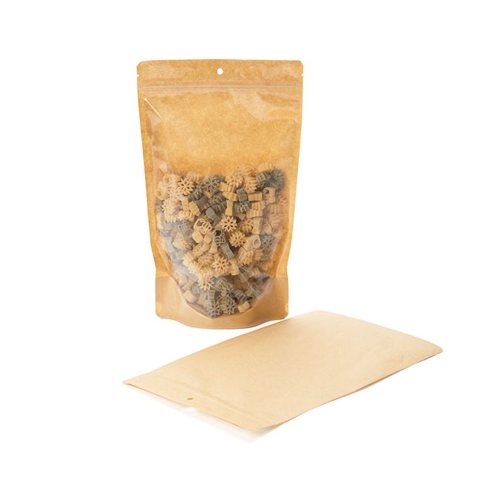 Stand Up Pouches Transparent/Kraft 17,1x8,9x28,6cm With Hanghole (100 Pieces) [ZBGKC4H]
