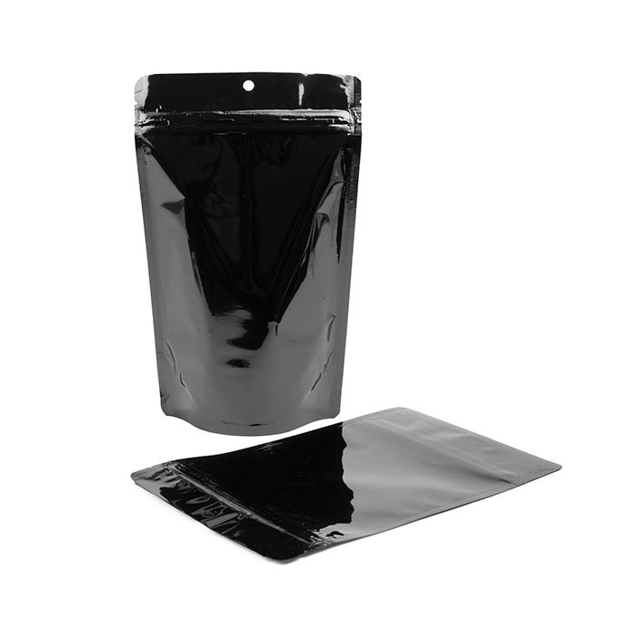 Stand Up Pouches Black 13x7,9x20,6cm With Hanghole (100 Pieces) [ZBGM3BH]