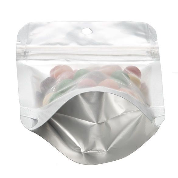 Stand Up Pouches Transparent/Silver 8x5x13cm | 28 grams with hang hole (100 pieces) [ZBGS1H]