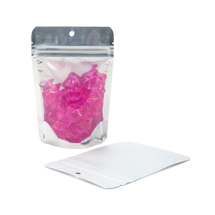 Stand Up Pouches Transparent/White 10,2x6x15,2cm With Hanghole (100 Pieces) [ZBGW2H]
