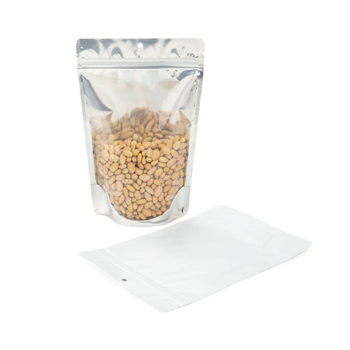 White Backed Stand Up Zipper Pouch 15x9x23 cm with Hang Hole (100 Pieces) [ZBGW7H]