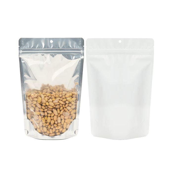 White Backed Stand Up Zipper Pouch 15x9x23 cm with Hang Hole (100 Pieces) [ZBGW7H]