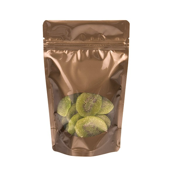 Stand Up Pouches Bronze with oval Window 13x7x20.5cm | 113 grams (100 pieces) [ZBGO3BZ]