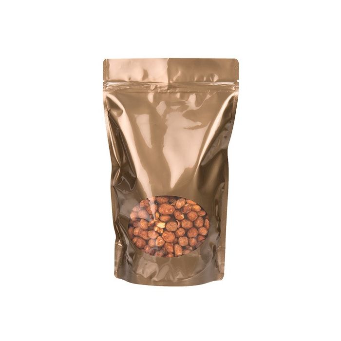 Stand Up Pouches Bronze with oval Window 17x9x28.5cm | 340 grams (100 pieces) [ZBGO4BZ]