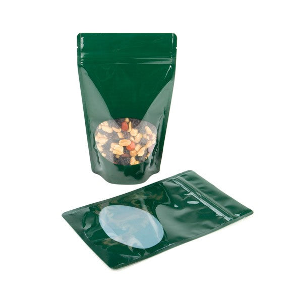 Stand Up Pouches Green with oval Window 13x7x20.5cm | 113 grams (100 pieces) [ZBGO3HG]